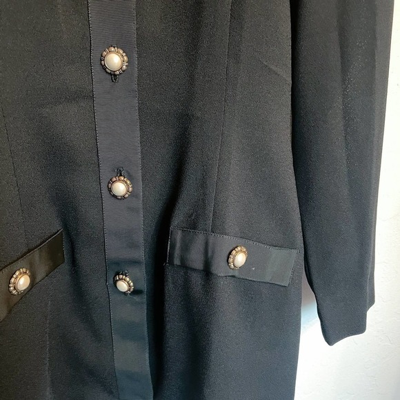 Vintage Ann Taylor Black Jacket Pearl Buttons 90's 80s' Classic Office 2 XS - Picture 2 of 4